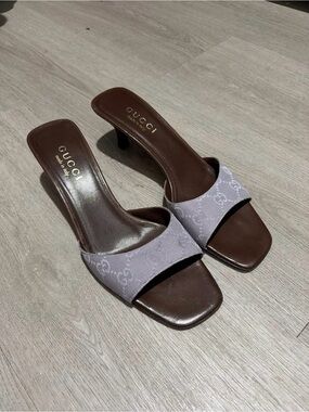 Gucci Lilac Monogram Kitten Heels
